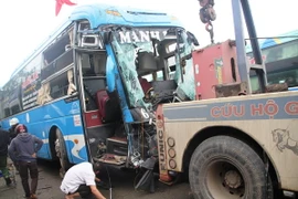 Hiện trường vụ tai nạn. (Ảnh: Phan Quân/TTXVN)