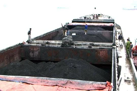Phương tiện vận chuyển than bị bắt giữ. (Ảnh: Nguyễn Hoàng/Vietnam+)