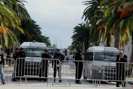 Cảnh sát Tunisia tăng cường kiểm tra an ninh ở trung tâm thủ đô Tunis ngày 24/11. (Nguồn: THX/TTXVN)