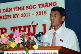 Ông Lâm Văn Mẫn, tân Chủ tịch HĐND tỉnh Sóc Trăng phát biểu. (Ảnh:Trung Hiếu/TTXVN)