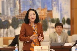 Chủ nhiệm Ủy ban Về các vấn đề xã hội của Quốc hội Trương Thị Mai phát biểu ý kiến. (Ảnh: Phương Hoa/TTXVN)