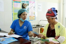 Tuyên truyền, khám sàng lọc và tiêm vắc xin viêm gan B phòng bệnh cho trẻ sơ sinh tại tỉnh Hưng Yên. (Ảnh: Dương Ngọc/TTXVN)