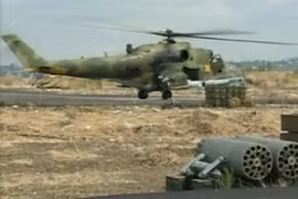 Trực thăng không quân Nga tại căn cứ Heymim ở thị trấn Latakia, Syria ngày 6/10. (Nguồn: Reuters/TTXVN)