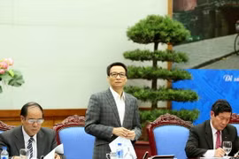 Phó Thủ tướng Vũ Đức Đam, Trưởng Ban Chỉ đạo Trung ương "Toàn dân đoàn kết xây dựng đời sống văn hoá" phát biểu tại cuộc họp. (Ảnh: An Đăng/TTXVN)