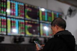 Nhà đầu tư theo dõi tỷ giá chứng khoán tại thành phố Vũ Hán, tỉnh Hồ Bắc, miền Trung Trung Quốc. (Nguồn: AFP/TTXVN)