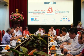 Lễ công bố Giải vô địch bóng bàn Quốc gia Báo Nhân dân lần thứ 41. (Ảnh: Việt Anh/Vietnam+)