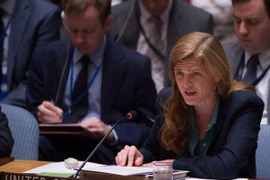 Đại sứ Mỹ tại Liên hợp quốc Samantha Power trong một cuộc họp của Hội đồng Bảo an. (Nguồn: AFP/TTXVN)