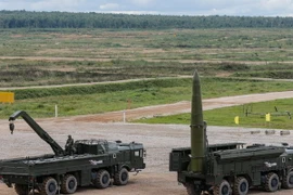 Tên lửa chiến thuật Iskander-M của quân đội Nga trong cuộc diễn tập tại Kubinka, Nga. (Nguồn: EPA/TTXVN)