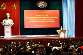 Hội nghị học tập, quán triệt Nghị quyết Hội nghị Trung ương 4, Khóa XII của Đảng dành cho lãnh đạo các cơ quan báo chí, xuất bản, đại diện đội ngũ trí thức, văn nghệ sỹ khu vực phía Bắc. (Ảnh: An Đăng/TTXVN)