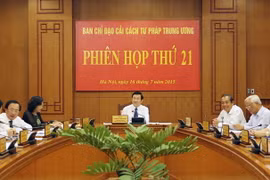 Chủ tịch nước Trương Tấn Sang, Trưởng Ban Chỉ đạo cải cách tư pháp Trung ương chủ trì phiên họp thứ 21 Ban Chỉ đạo cải cách tư pháp Trung ương. (Ảnh: Nguyễn Khang/TTXVN)