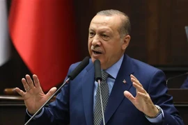 Tổng thống Thổ Nhĩ Kỳ Recep Tayyip Erdogan phát biểu tại Ankara. (Ảnh: AFP/TTXVN)