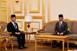 Thủ tướng Malaysia Muhyiddin Yassin (trái) hội kiến Quốc vương Sultan Abdullah Sultan Ahmad Shah, tại Kuala Lumpur ngày 28/10/2020. (Ảnh: THX/TTXVN)