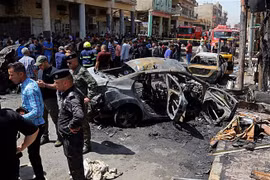 Hiện trường vụ đánh bom ở Baghdad. (Nguồn: AP)