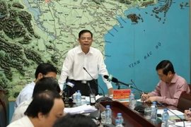 Trưởng Ban Chỉ đạo Trung ương về Phòng chống thiên tai, Bộ trưởng Bộ Nông nghiệp và Phát triển nông thôn Nguyễn Xuân Cường phát biểu. (Ảnh: Vũ Sinh/TTXVN)