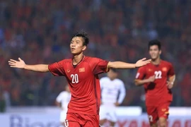 Anh Đức cùng lứa cầu thủ U23 đang thi đấu ấn tượng trong màu áo tuyển Việt Nam. (Ảnh: Trọng Đạt/TTXVN)