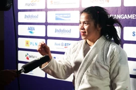 Thanh Minh chia sẻ sau khi giành chiến thắng. (Ảnh: Hoàng Linh/Vietnam+)