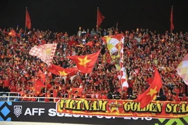 Niềm vui mừng của cổ động viên trong ngày Việt Nam đăng quang. (Ảnh: Trọng Đạt/TTXVN)