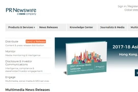 Trang chủ của PR Newswire. (Ảnh chụp màn hình)