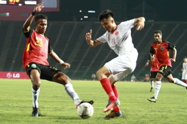 U22 Việt Nam vào bán kết sau khi vượt qua U22 Timor Leste. (Ảnh: Tuấn Cương/TTXVN)