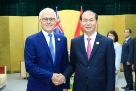 Chủ tịch nước Trần Đại Quang tiếp song phương Thủ tướng Australia Malcolm Turnbull. (Ảnh: TTXVN)
