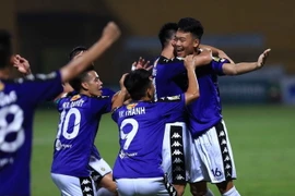 Hà Nội FC đã giành chức vô địch lượt đi. (Ảnh: Trọng Đạt/TTXVN)