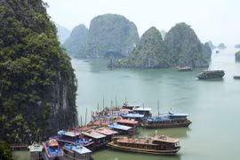 Tàu neo đậu ở Vịnh Hạ Long. (Ảnh minh họa: Minh Đức/TTXVN)