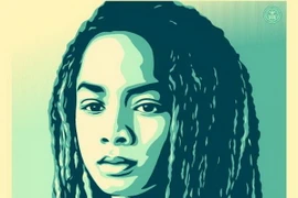 Bức hình của Fairey vẽ một cậu bé người Mỹ gốc Phi với mái tóc dreadlock. (Nguồn: Independent)