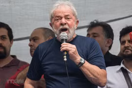Cựu Tổng thống Brazil Luiz Inacio Lula da Silva phát biểu tại một sự kiện ở Sao Paulo ngày 7/4. (Nguồn: AFP/TTXVN)