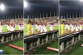 Cầu thủ Ấn Độ ăn mừng theo phong cách Viking. (Nguồn: Fox Sports)