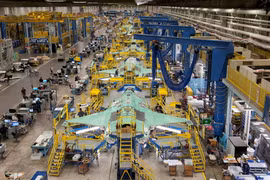 Xưởng sản xuất máy bay chiến đấu của Lockheed Martin, Mỹ. (Nguồn: AP)