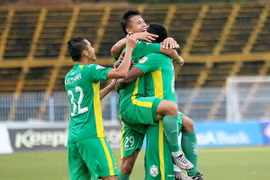 Niềm vui của các cầu thủ XSKT Cần Thơ. (Nguồn: Tuoitre.vn)