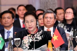 Chủ tịch Quốc hội Nguyễn Thị Kim Ngân dự và phát biểu. (Ảnh: Trọng Đức/TTXVN)