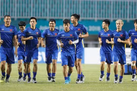 Olympic Việt Nam đã sẵn sàng nối dài kỳ tích. (Ảnh: Hoàng Linh/TTXVN)