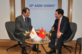 Phó Thủ tướng, Bộ trưởng Ngoại giao Phạm Bình Minh hội kiến Tổng thống Cộng hòa Cyprus Nicos Anastasiades. (Ảnh: Kim Chung/TTXVN)
