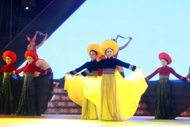 Chương trình biểu diễn nghệ thuật tại lễ hội. (Ảnh: Thống Nhất/TTXVN)