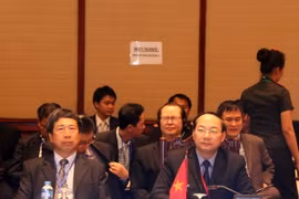Đoàn Việt Nam tại hội nghị. (Ảnh: Phạm Kiên/TTXVN)