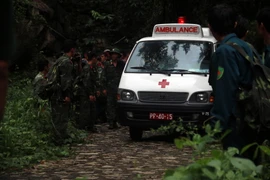 Xe chở thi thể các phi công về Thành phố Hồ Chí Minh. (Ảnh: Đoàn Mạnh Dương/TTXVN)