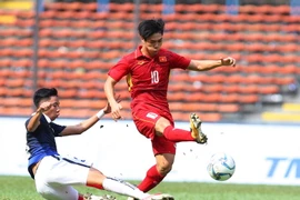 Công Phượng tỏa sáng trong trận gặp U22 Campuchia. (Ảnh: Quốc Khánh/TTXVN)