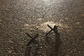 Những chiếc đinh to gần bằng ngón tay cái, phi 14 được vót ngọn 2 đầu và hàn chặt thành chùm. (Ảnh: Trung Nguyên/TTXVN)