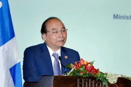 Thủ tướng Nguyễn Xuân Phúc phát biểu tại cuộc toạ đàm. (Ảnh: Thống Nhất/TTXVN)