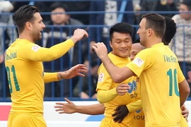 FLC Thanh Hóa đã có chiến thắng thứ tư ở V-League mùa này. (Ảnh: Quốc Khánh/TTXVN)