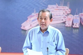 Phó Thủ tướng Trương Hòa Bình phát biểu tại buổi làm việc với tỉnh Quảng Ninh. (Ảnh: Trung Nguyên/TTXVN)