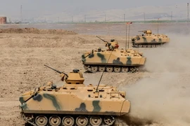 Xe quân sự Thổ Nhĩ Kỳ tham gia cuộc tập trận chung Thổ Nhĩ Kỳ-Iraq gần khu vực cửa khẩu Habur, Thổ Nhĩ Kỳ ngày 27/9/2017. (Nguồn: AFP/TTXVN​)