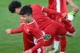 Tuyển Việt Nam đã sẵn sàng cho trận gặp Iraq. (Ảnh: Hoàng Linh/TTXVN)