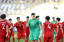 Tuyển Việt Nam vẫn chưa có điểm nào sau 2 lượt trận. (Ảnh: Hoàng Linh/TTXVN)