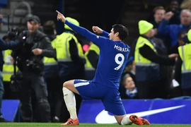 Morata ăn mừng bàn thắng vào lưới Manchester United. (Nguồn: Daily Mail)