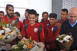 Tuyển Ấn Độ đặt chân đến UAE chuẩn bị cho Asian Cup 2019. (Nguồn: AFC)