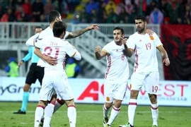 Tây Ban Nha trở lại ngôi đầu sau khi đánh bại Albania. (Nguồn: Reuters)