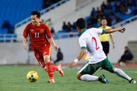 Tuyển Việt Nam quyết tâm vượt qua Indonesia. (Ảnh: Minh Chiến/Vietnam+)