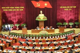 Quang cảnh khai mạc Hội nghị lần thứ tám Ban Chấp hành Trung ương Đảng khoá XII. (Ảnh: TTXVN)